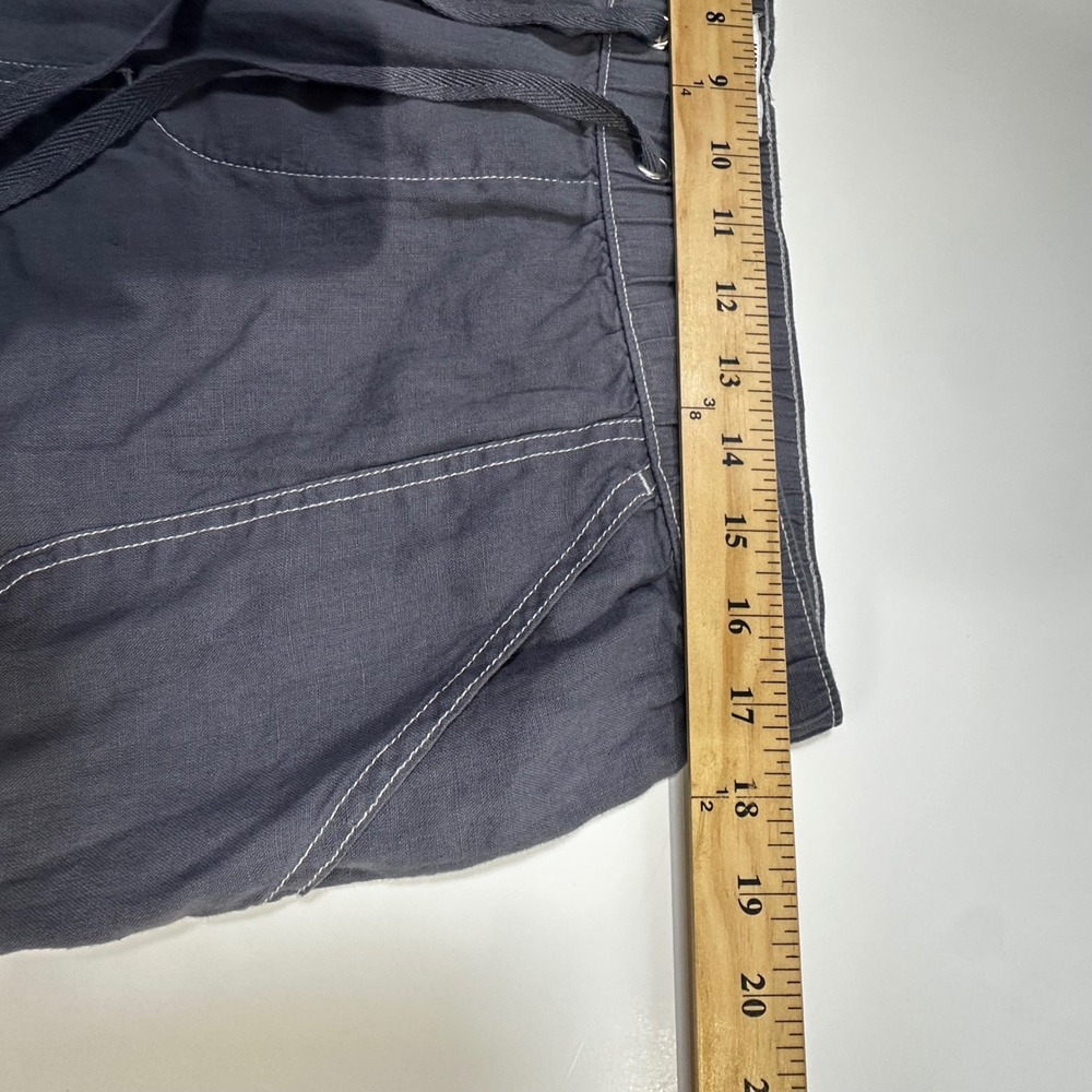 Nicole Miller 100% Linen Cargo Pants Gray XL Elastic Waist Joggers New - Picture 10 of 12